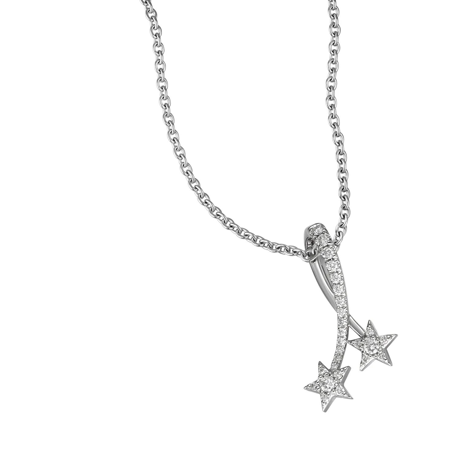14K White Gold Diamond Star Pendant Necklace