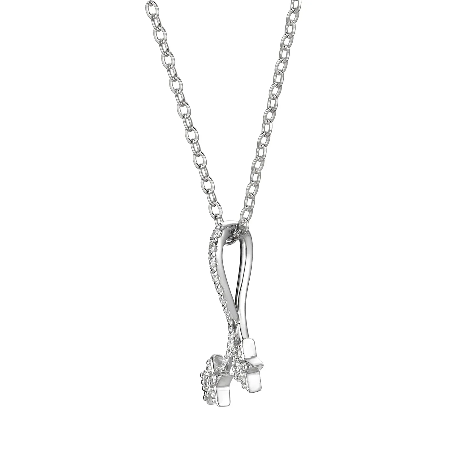 14K White Gold Diamond Star Pendant Necklace