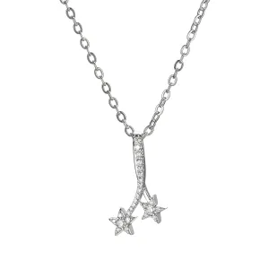 14K White Gold Diamond Star Pendant Necklace