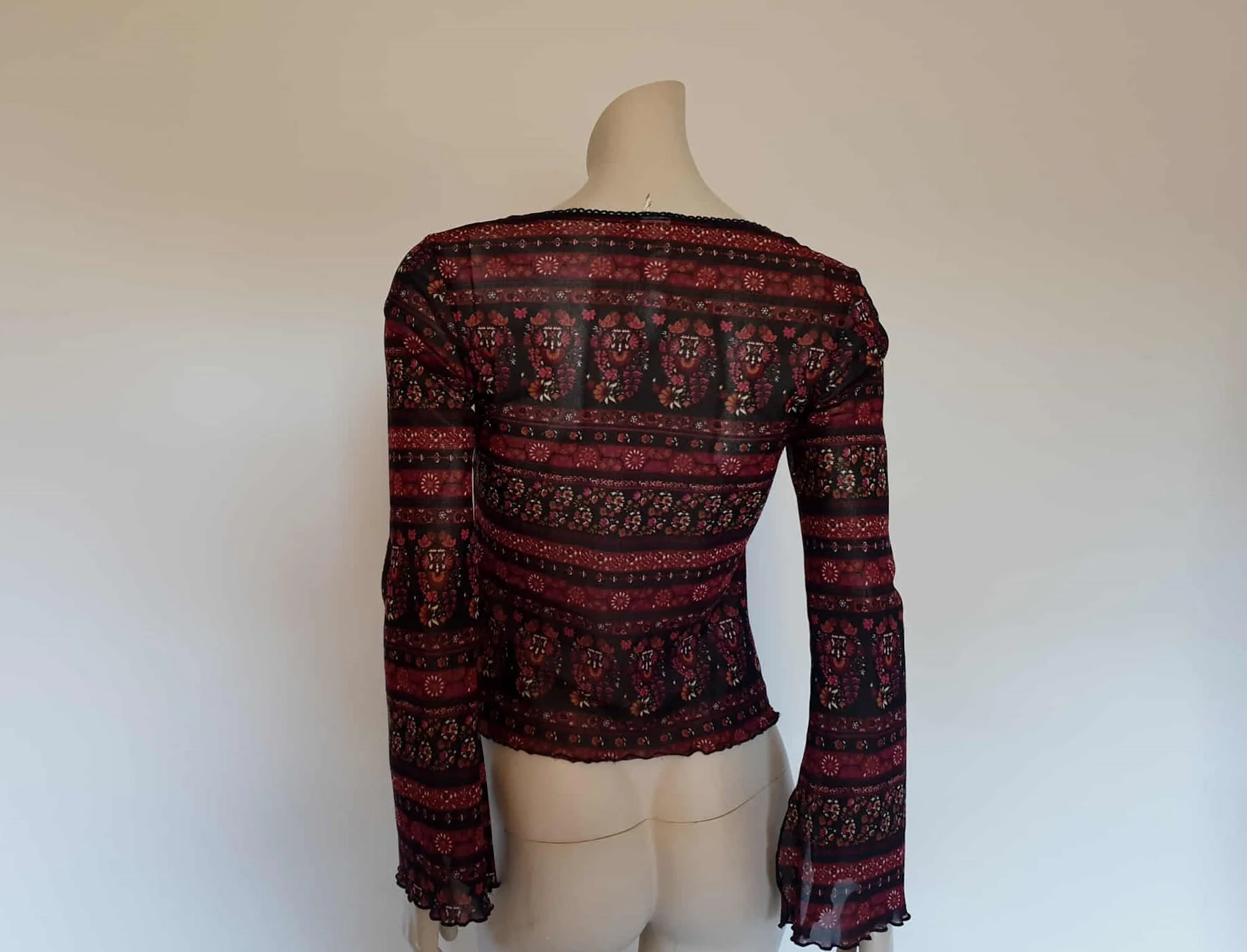 1990s Laced Front Top With Flared & Slashed Sleeves
