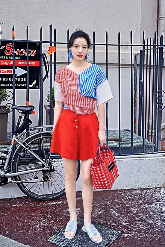 8GIRLS MIXED STRIPE TIE BACK TOP