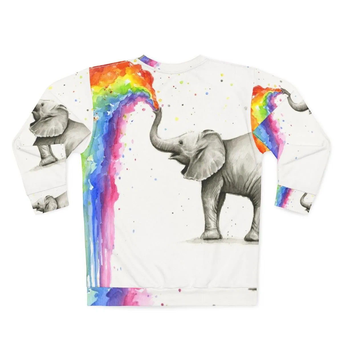Adorable Baby Elephant Spraying Rainbow Sweatshirt