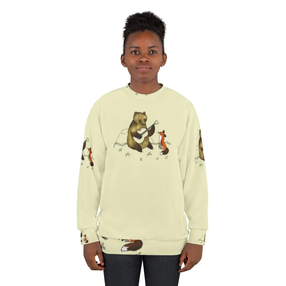 Adorable Bear and Fox Sweatshirt - Stylish Wildlife Clothing