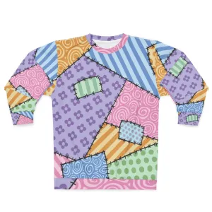 Adorable Patchwork Sweatshirt with Kawaii Star and Flower Design
