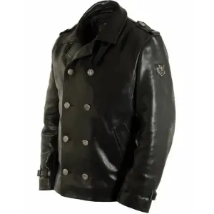 Black Leather Pea Coat – Stylish & Timeless