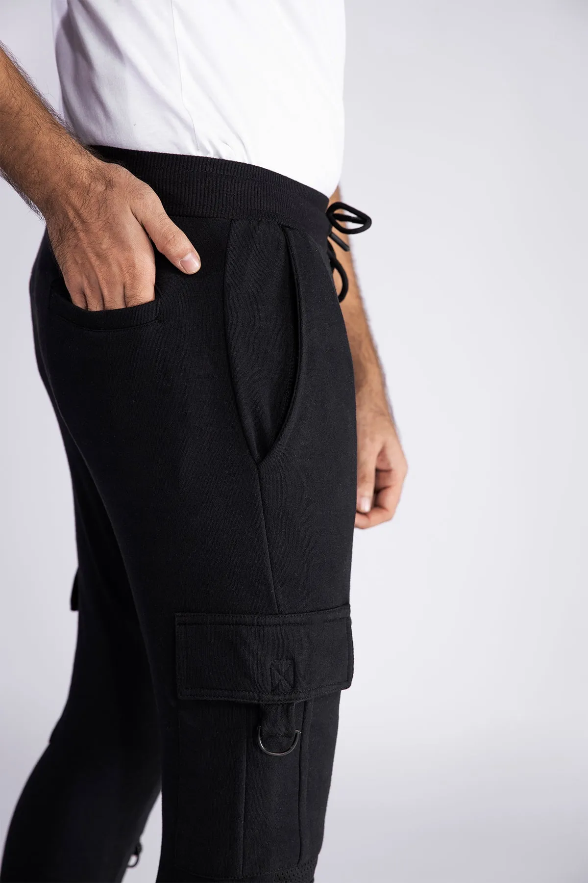 Black Mesh Panel Trouser - W21 - MTR018R
