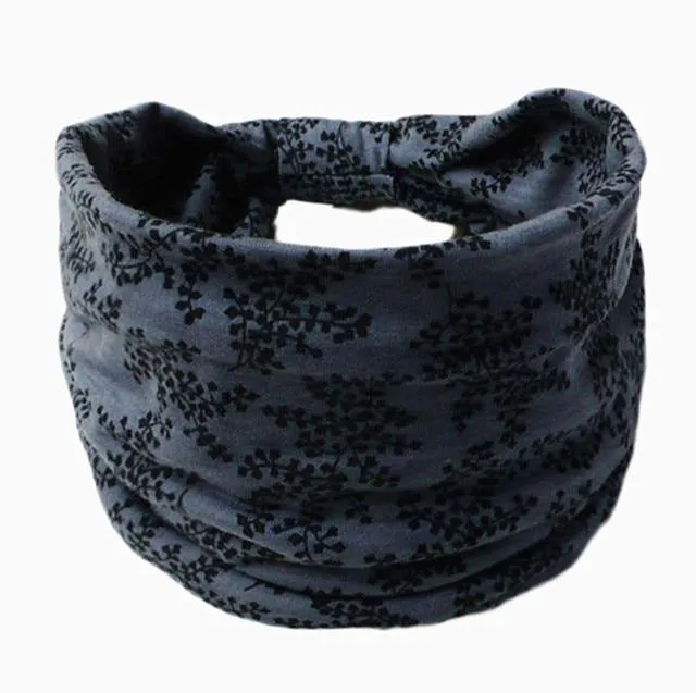 Boho Style Cotton Wide Printed Bandana Headbands For Women