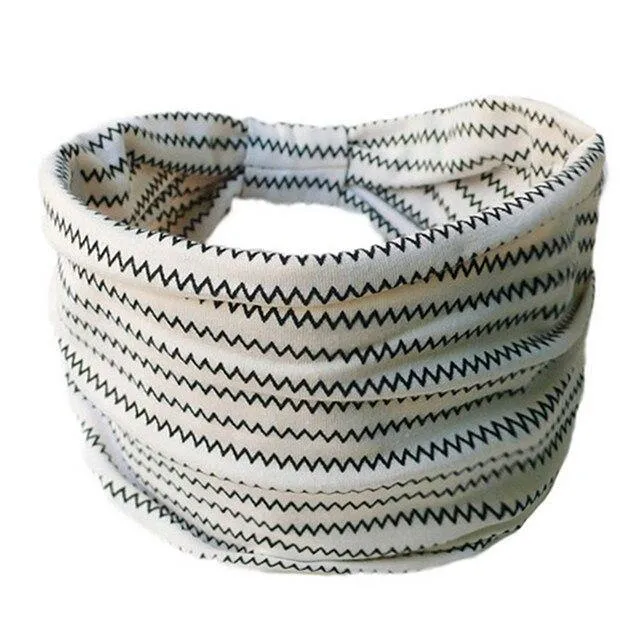 Boho Style Cotton Wide Printed Bandana Headbands For Women