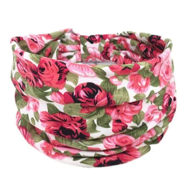 Boho Style Cotton Wide Printed Bandana Headbands For Women