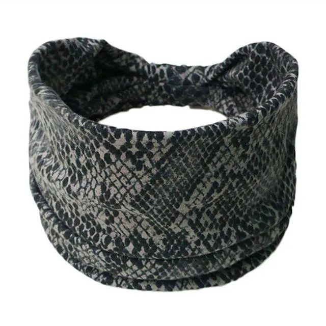 Boho Style Cotton Wide Printed Bandana Headbands For Women