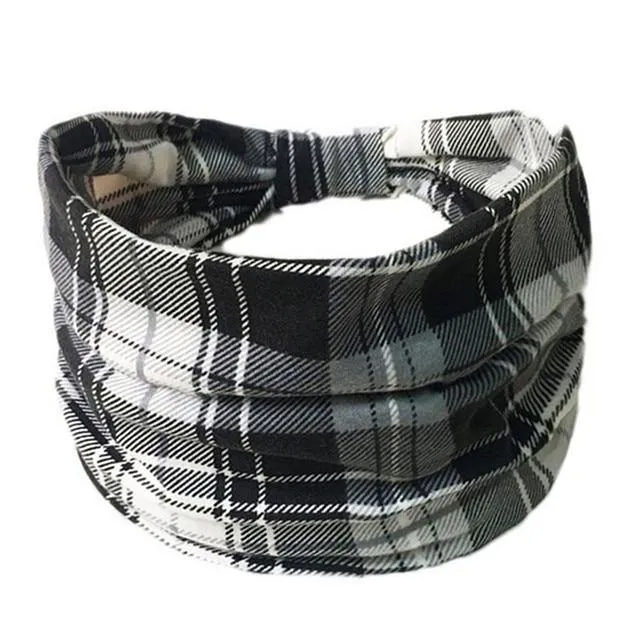 Boho Style Cotton Wide Printed Bandana Headbands For Women