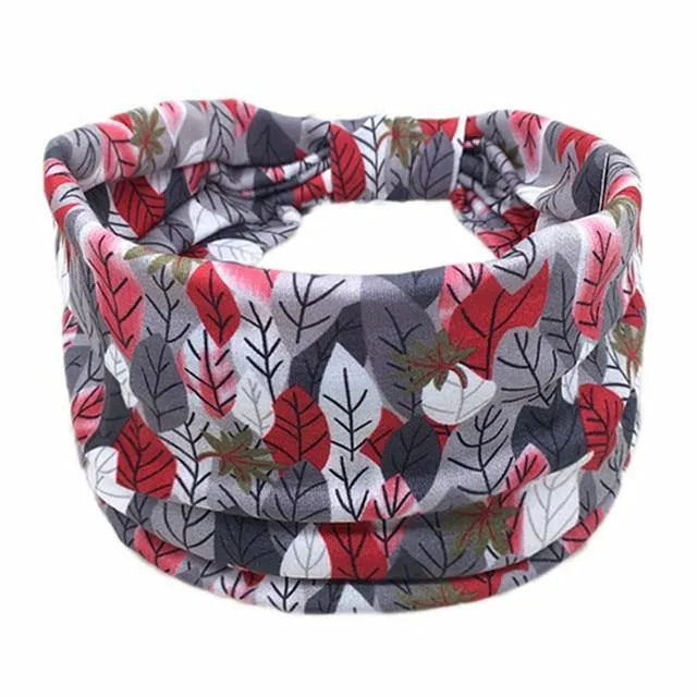Boho Style Cotton Wide Printed Bandana Headbands For Women