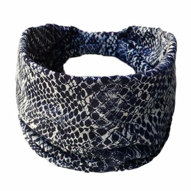 Boho Style Cotton Wide Printed Bandana Headbands For Women