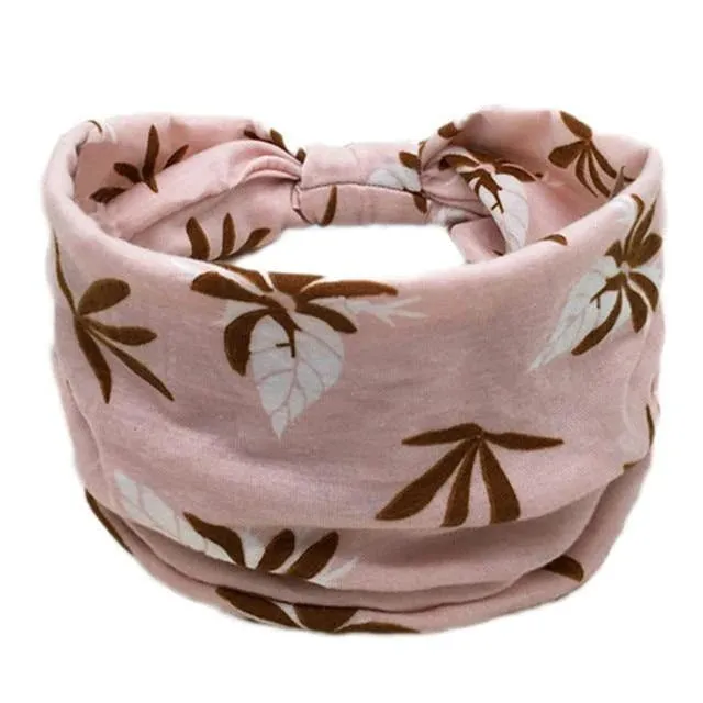 Boho Style Cotton Wide Printed Bandana Headbands For Women