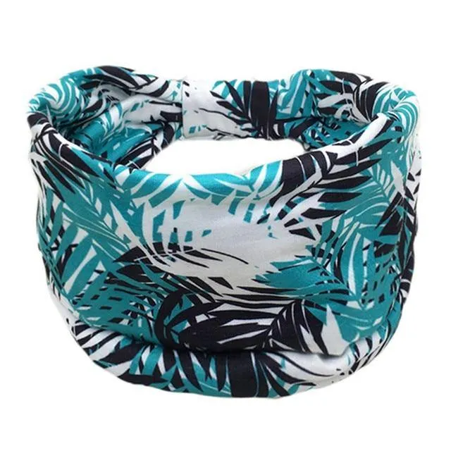Boho Style Cotton Wide Printed Bandana Headbands For Women