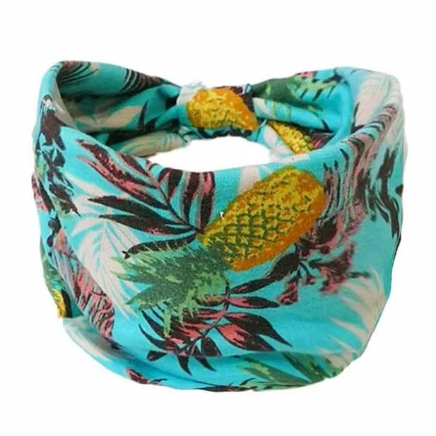 Boho Style Cotton Wide Printed Bandana Headbands For Women