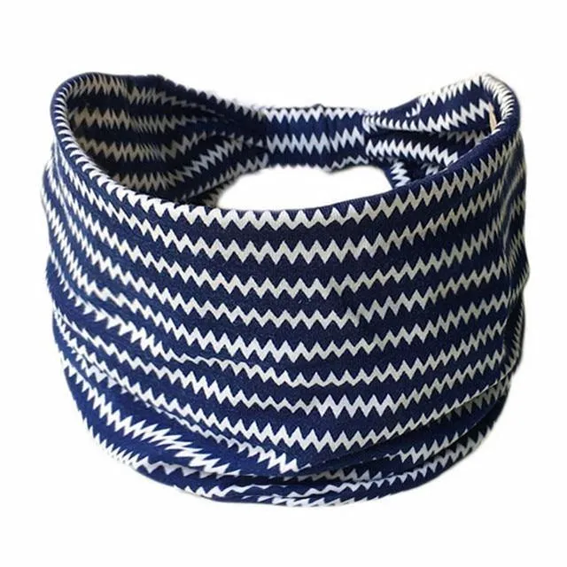Boho Style Cotton Wide Printed Bandana Headbands For Women
