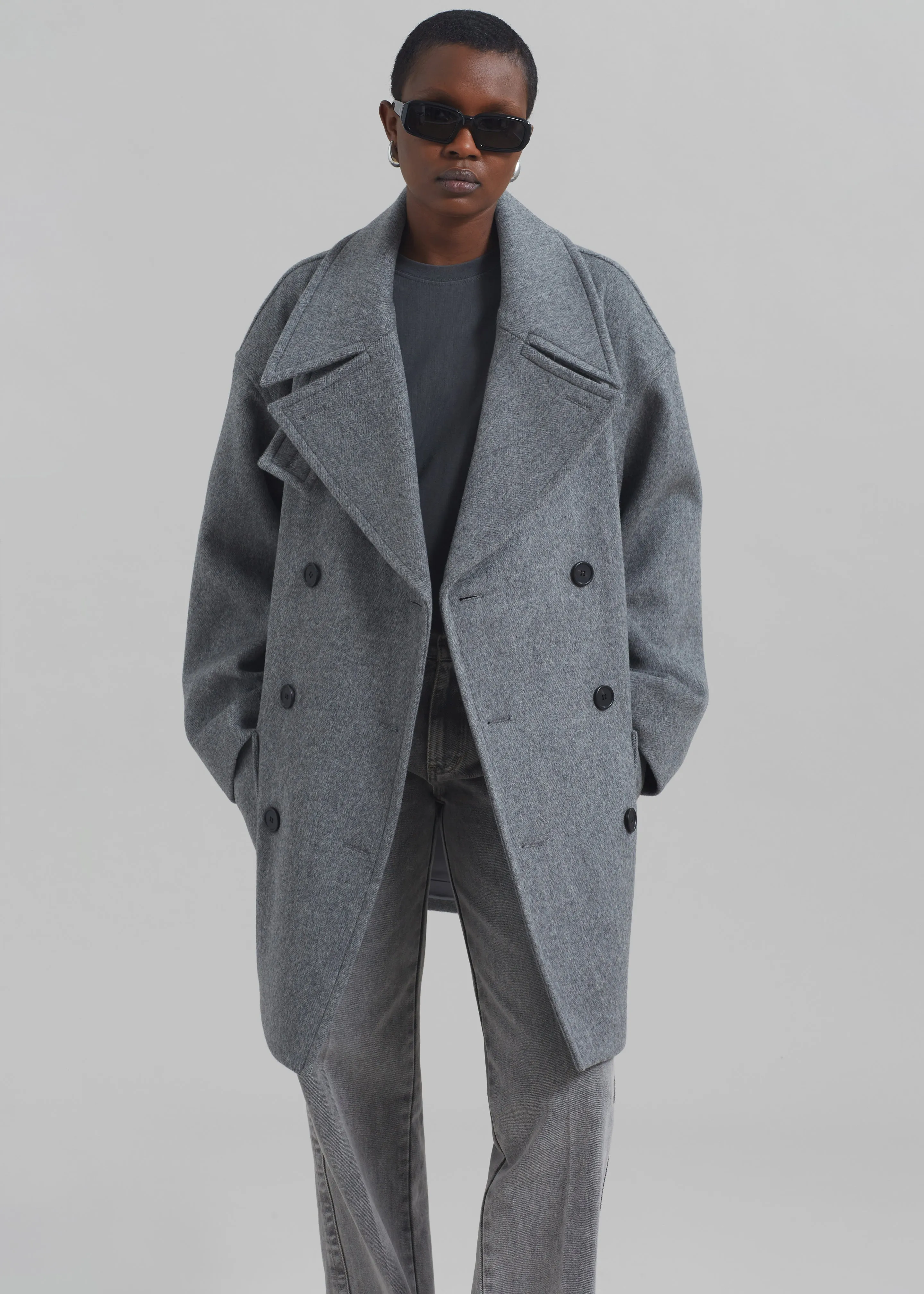 Calgary Oversized Wool Peacoat - Grey