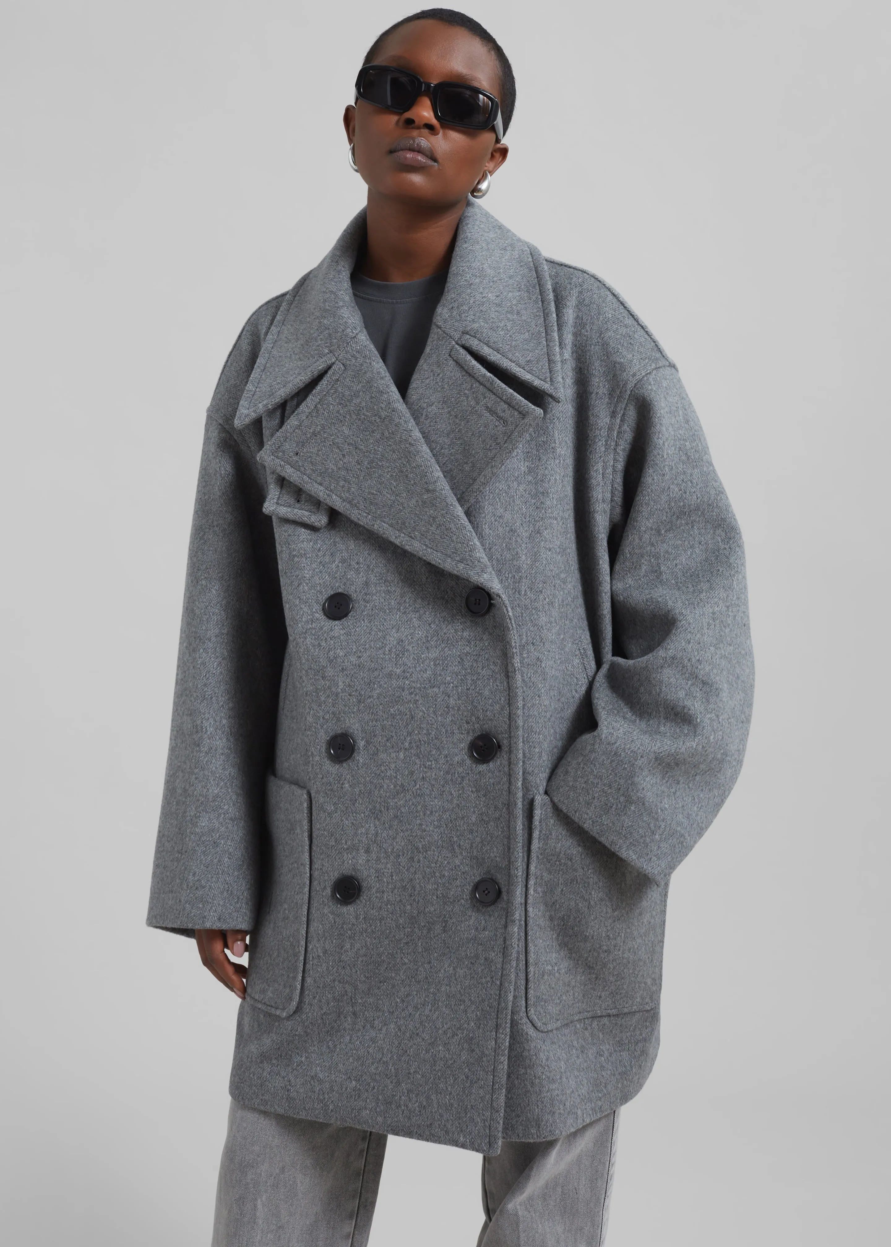 Calgary Oversized Wool Peacoat - Grey
