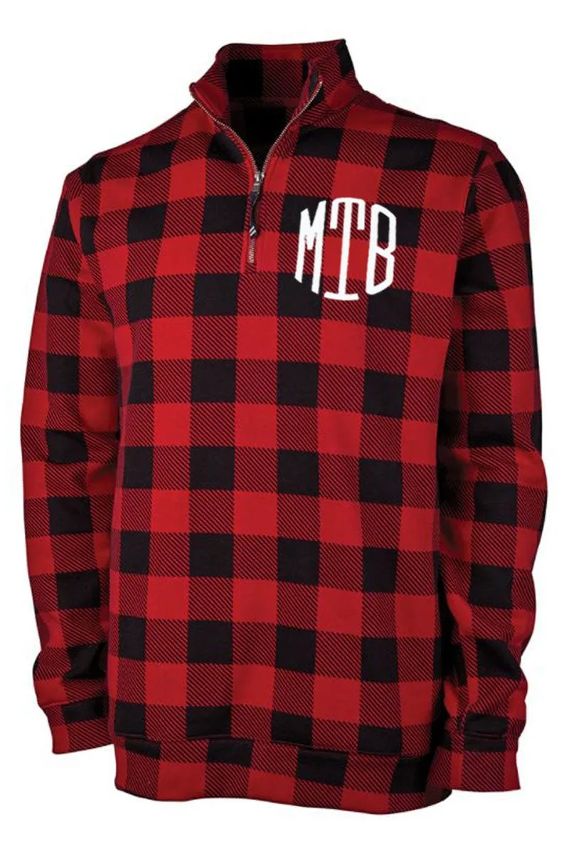Charles River Unisex Red Check Crosswind Quarter Zip Sweatshirt (Wholesale Pricing N/A)