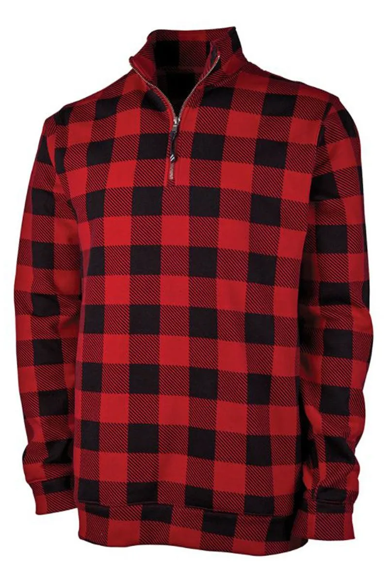 Charles River Unisex Red Check Crosswind Quarter Zip Sweatshirt (Wholesale Pricing N/A)