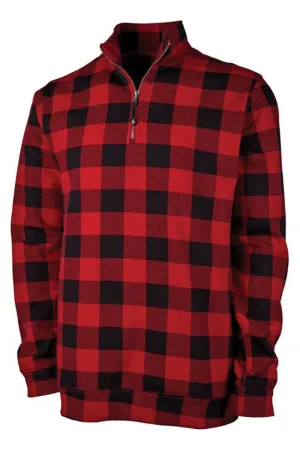Charles River Unisex Red Check Crosswind Quarter Zip Sweatshirt (Wholesale Pricing N/A)