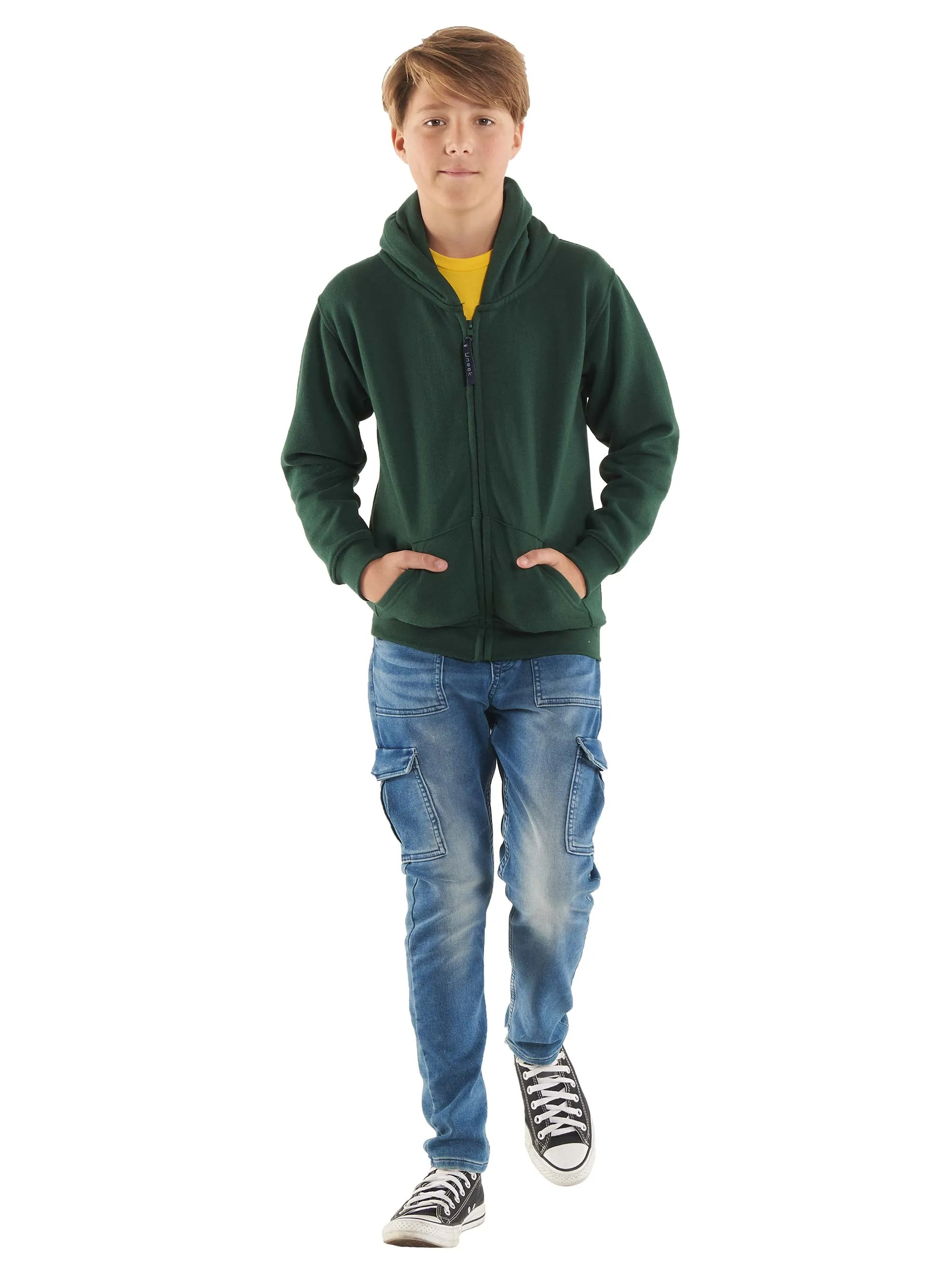 Childrens Classic Full Zip Hooded Sweatshirt | Black