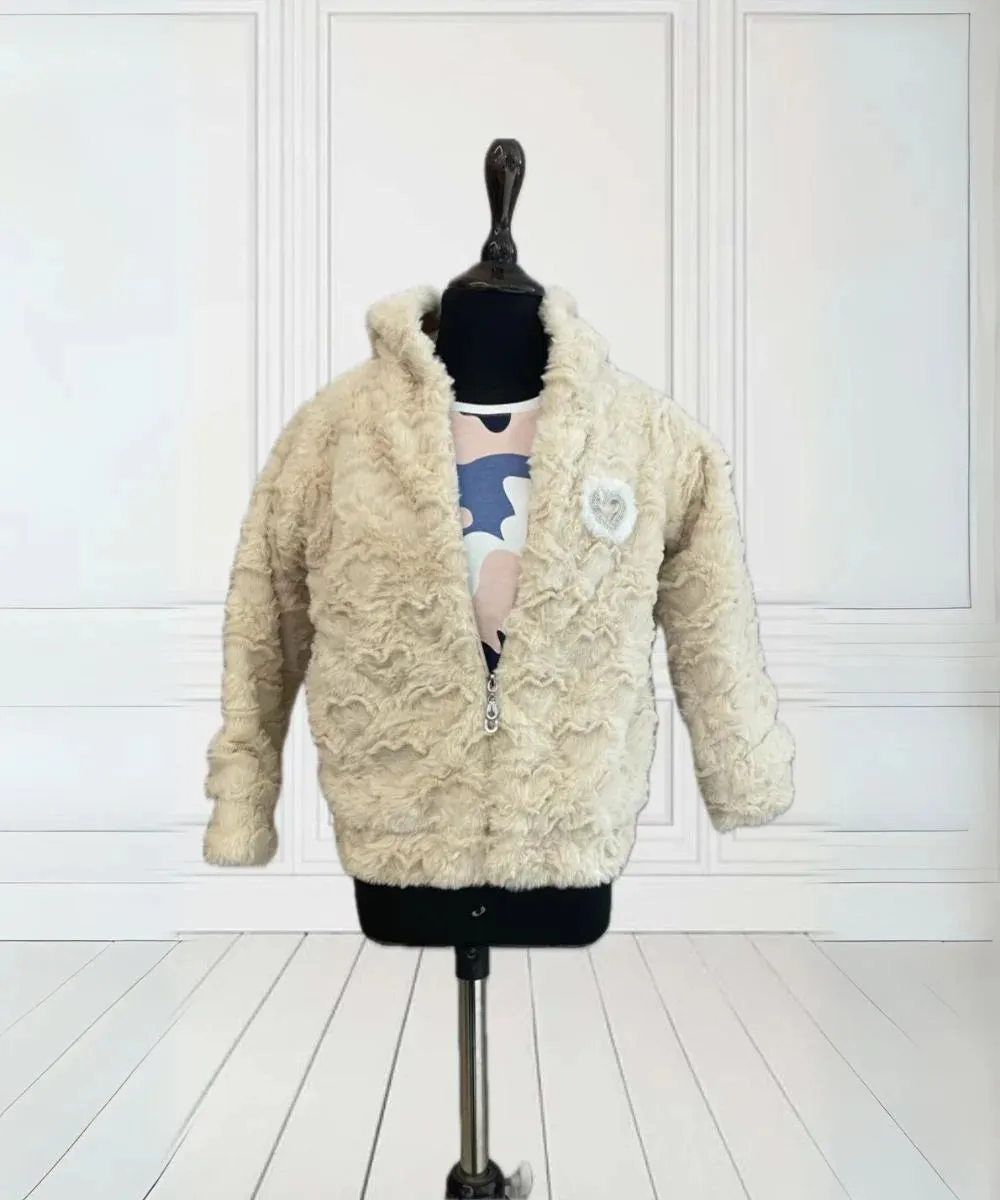Cream Colored Winter Jacket for Girls
