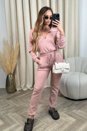 Danielle blush knitted sweater and jogger co-ord