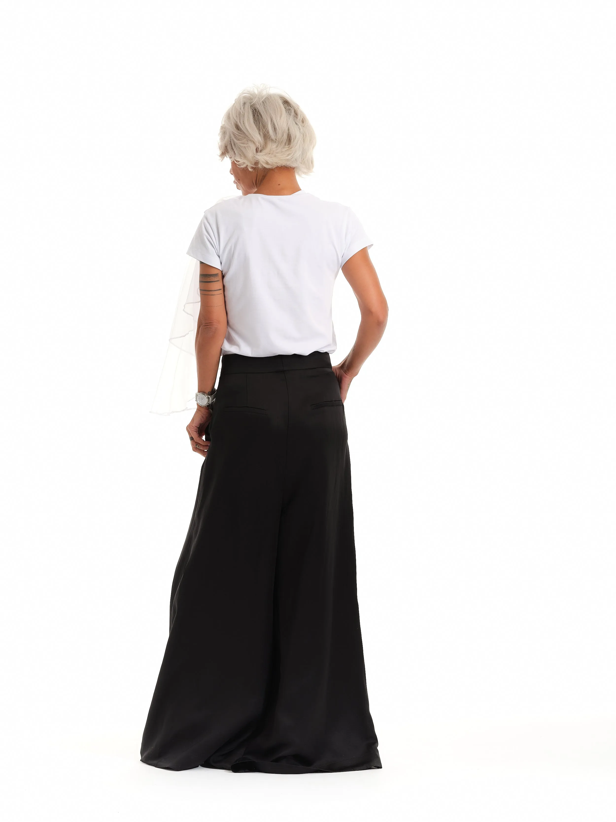Elegant White Top with Jabot Detail