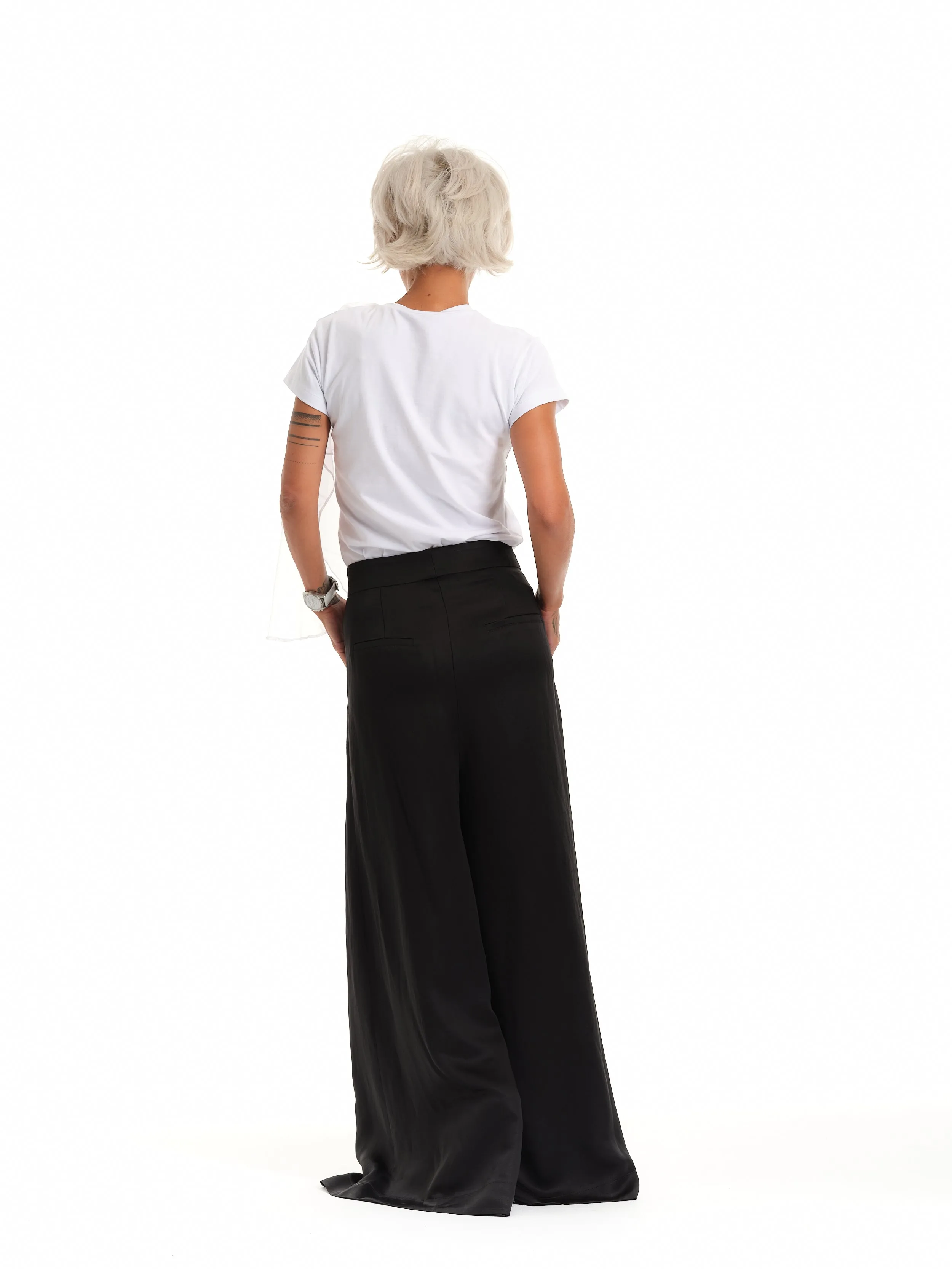 Elegant White Top with Jabot Detail