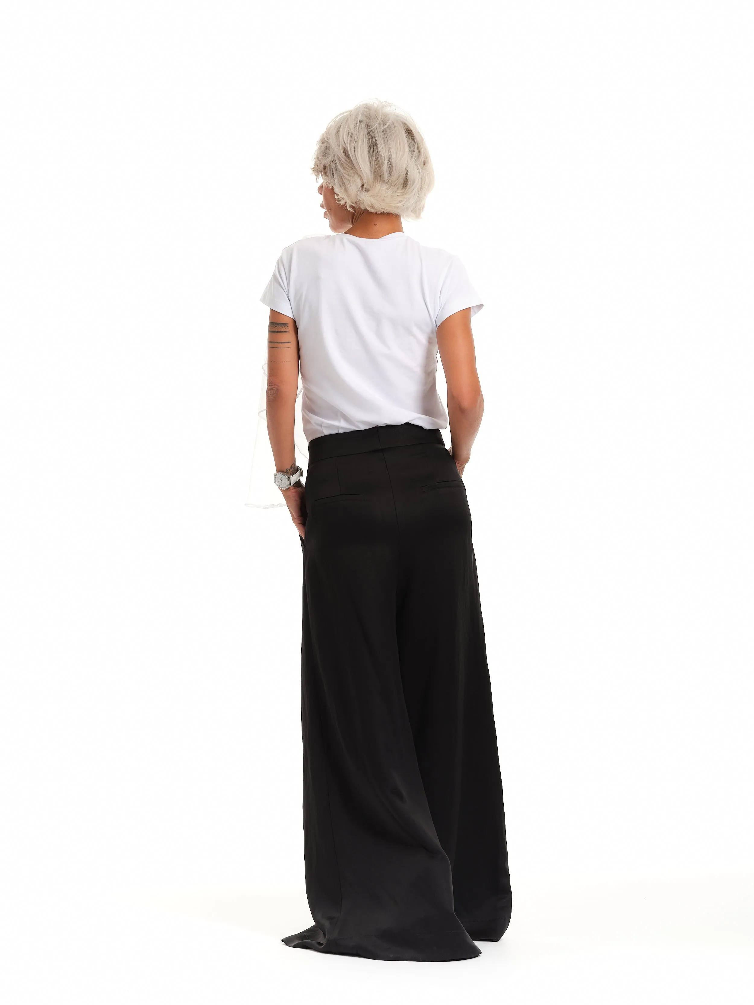 Elegant White Top with Jabot Detail