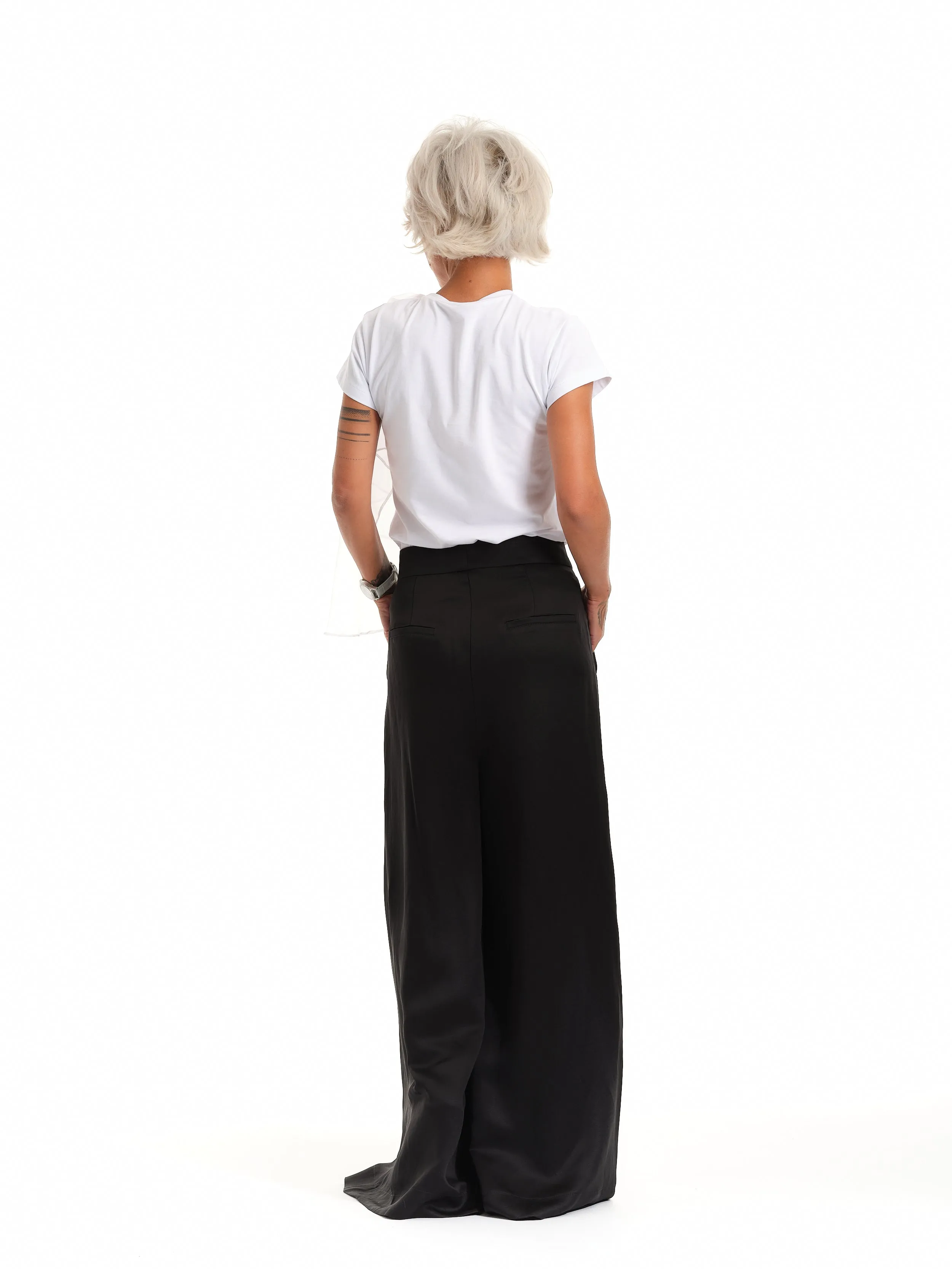 Elegant White Top with Jabot Detail