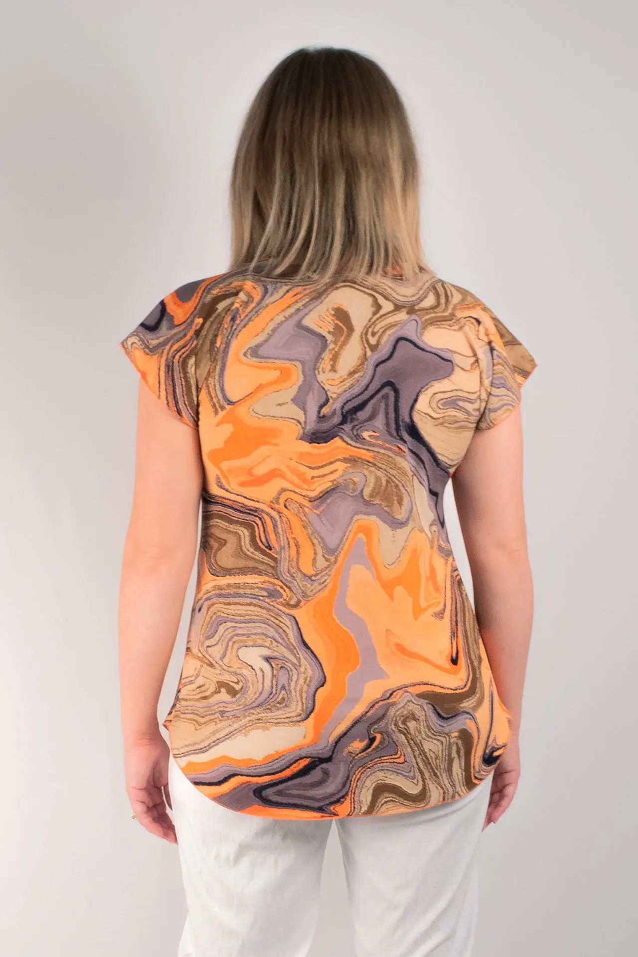Flow Print Short Sleeve Jersey Top