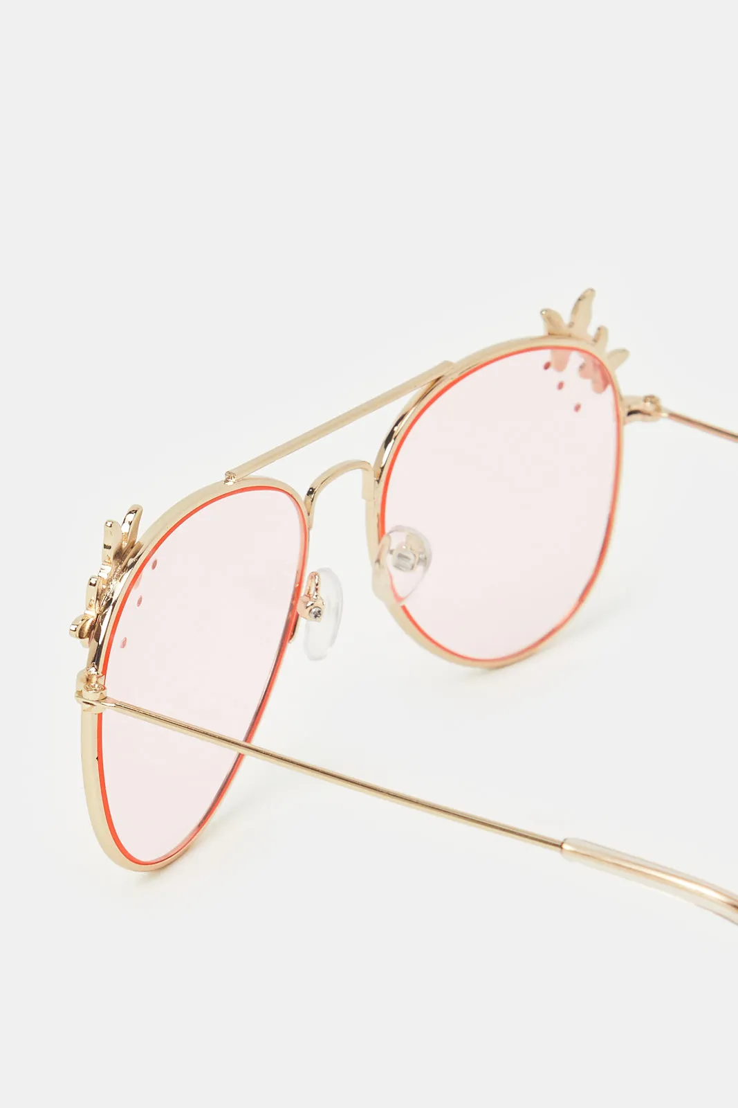Girls Aviator Butterfly Embellishment Sunglasses
