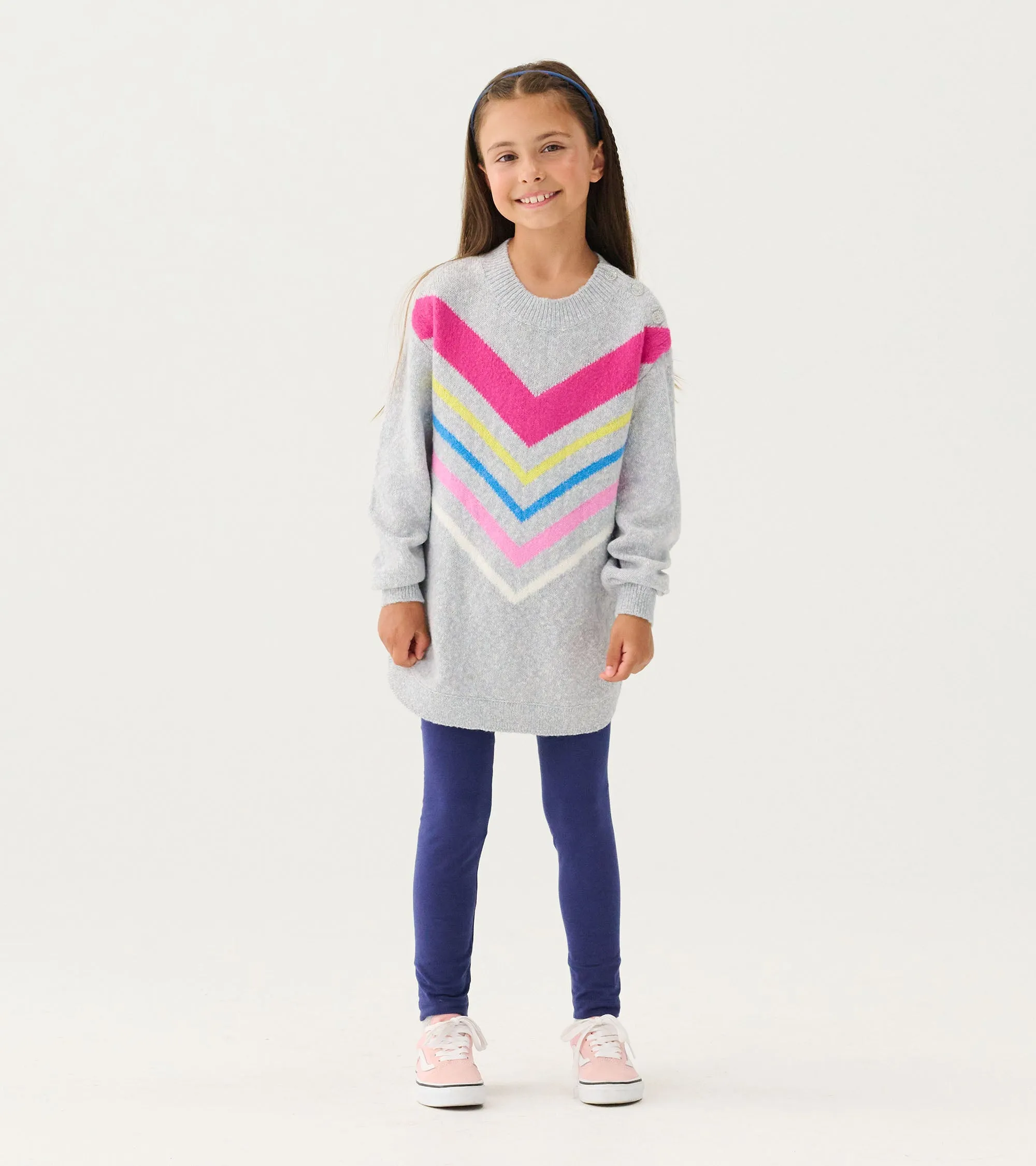 Girls Chevron Stripe Chunky Sweater Tunic