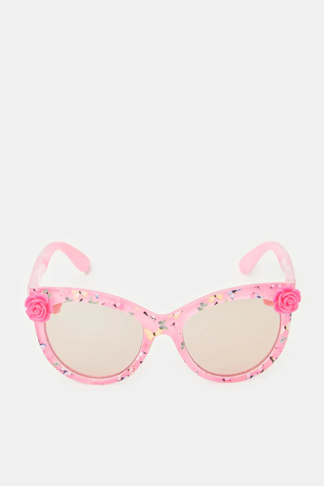 Girls Pink Floral Print Cat Eye Sunglasses