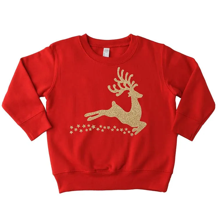Gold Reindeer Sweatshirt Red