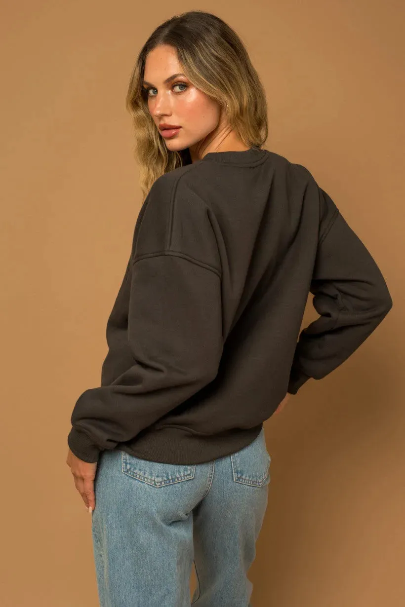 GOOD ENERGY CLUB LONG SLEEVE ROUND NECK FLEECE SWEATSHIRT