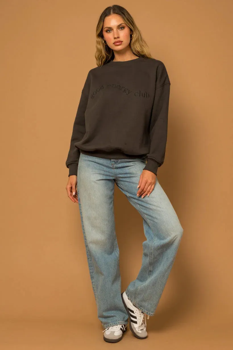 GOOD ENERGY CLUB LONG SLEEVE ROUND NECK FLEECE SWEATSHIRT