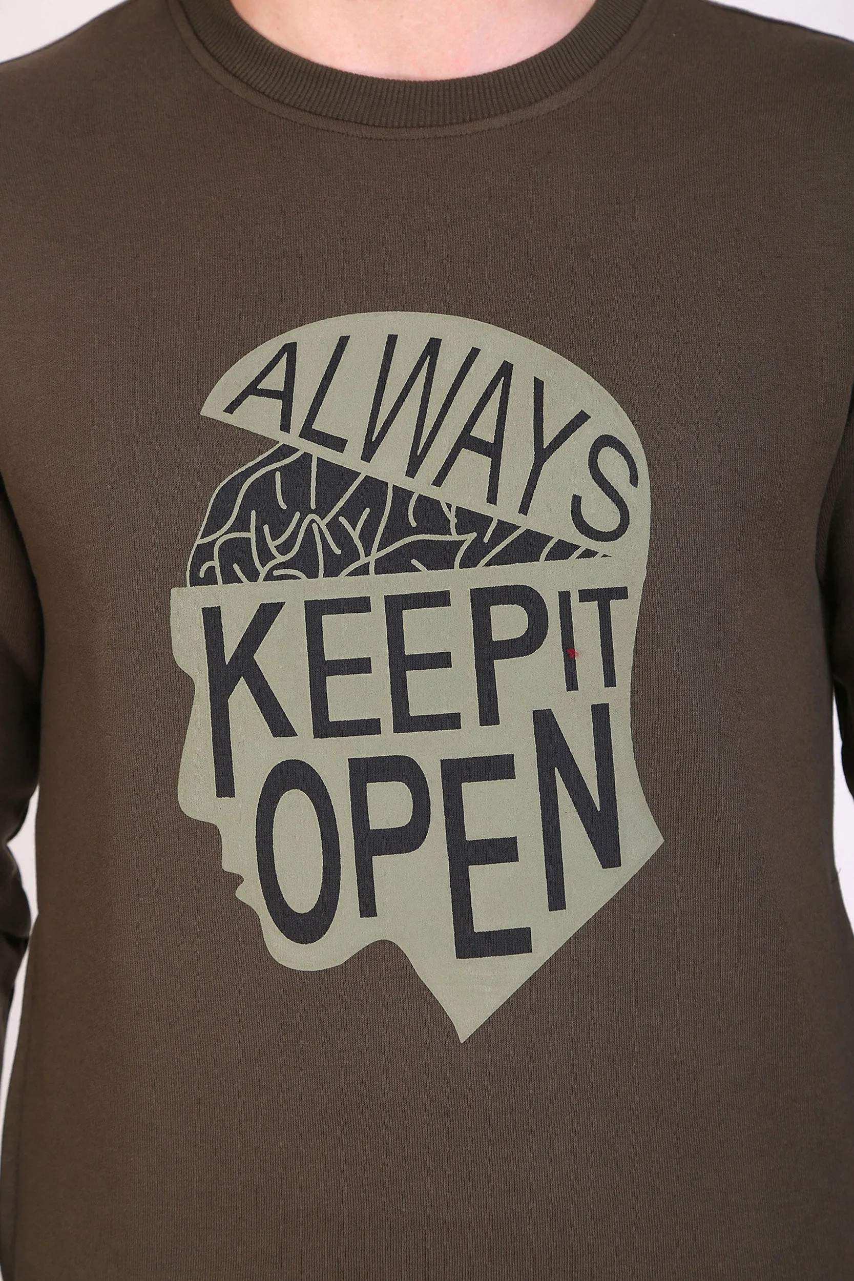 HiFlyers Full Sleeve Printed Men Sweatshirt-Olive