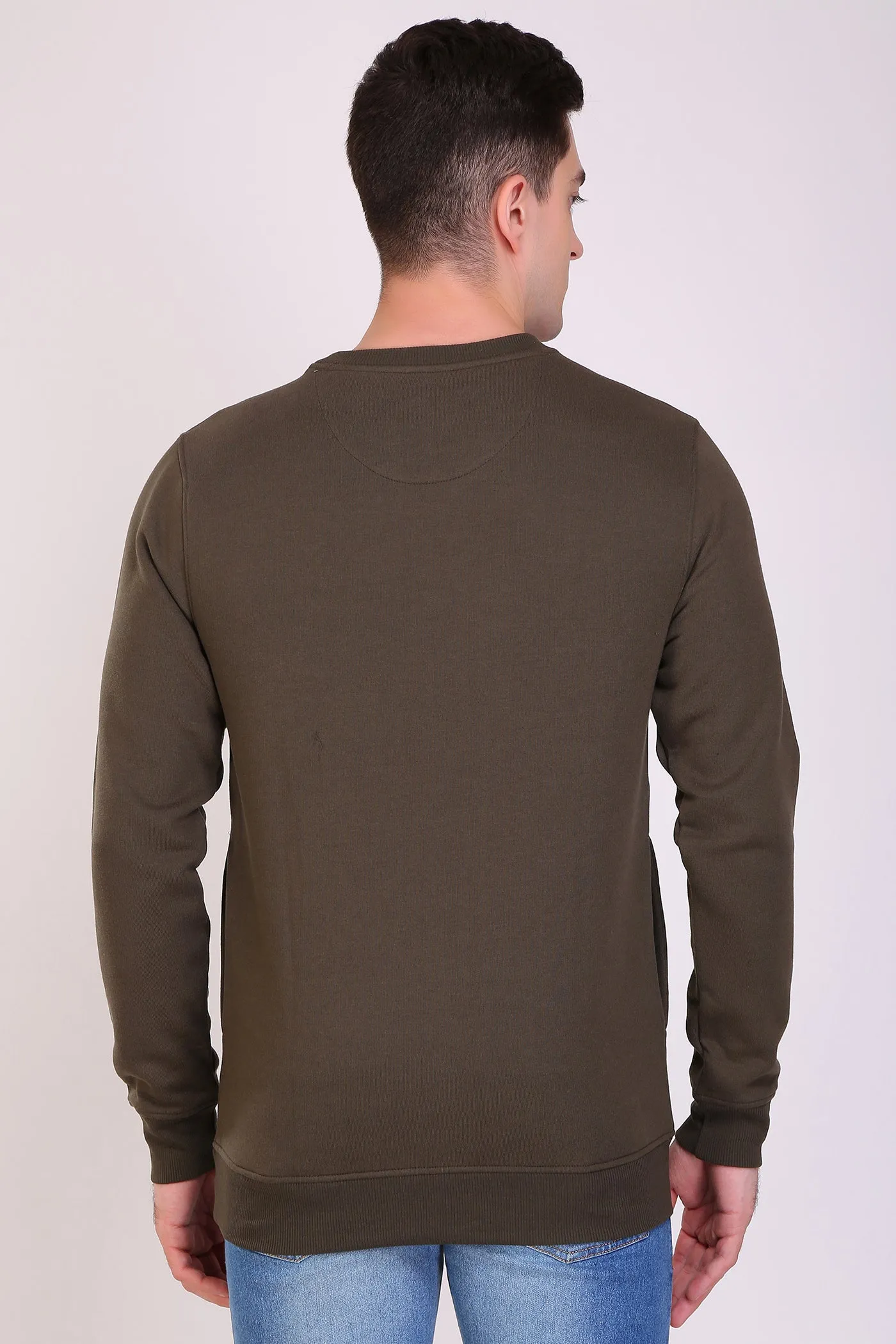 HiFlyers Full Sleeve Printed Men Sweatshirt-Olive