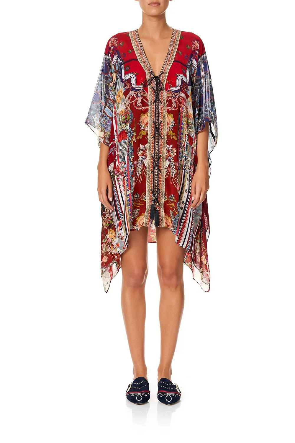 LACE UP KAFTAN WITH INSERT TRIM COSTUME PARTY