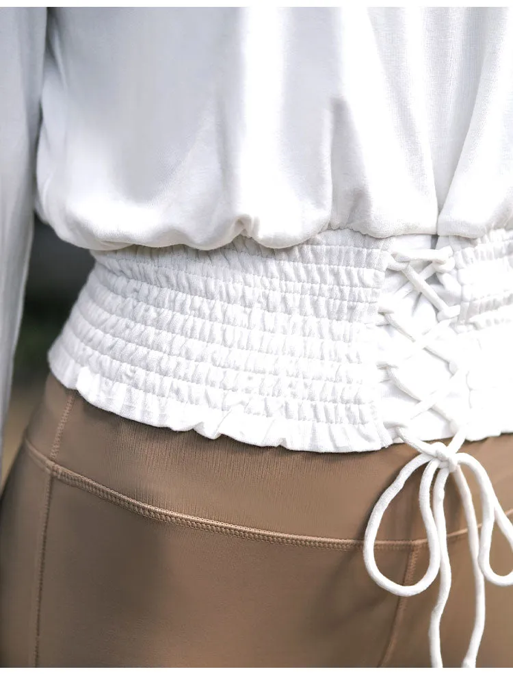 LANIKAR LONG SLEEVE TOP WITH LACE UP DETAIL