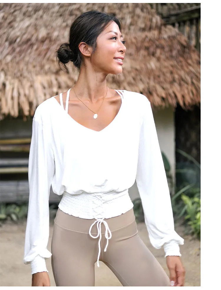 LANIKAR LONG SLEEVE TOP WITH LACE UP DETAIL