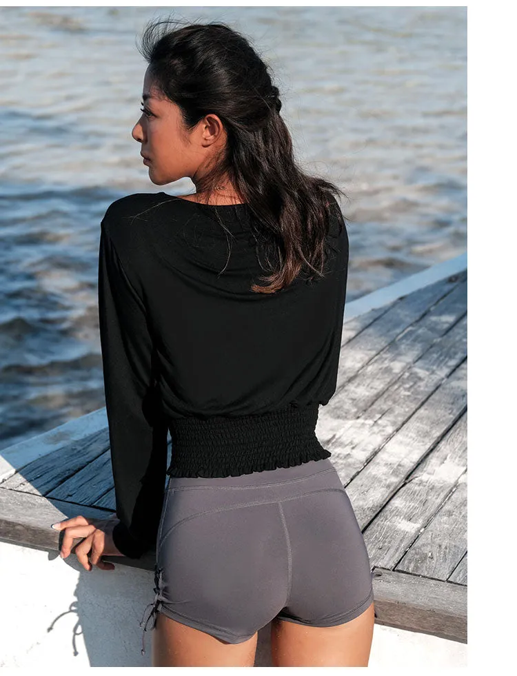 LANIKAR LONG SLEEVE TOP WITH LACE UP DETAIL