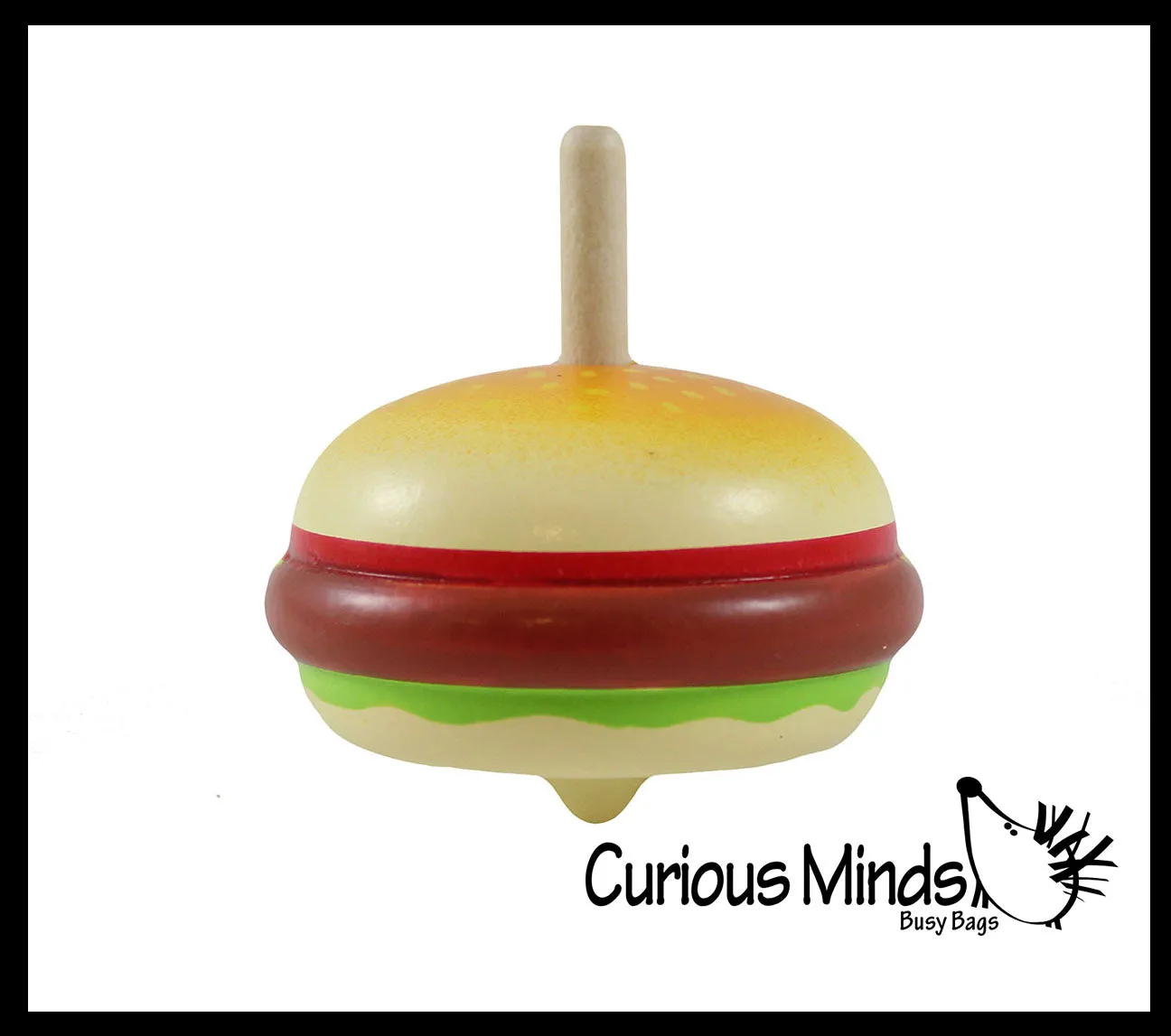 LAST CHANCE - LIMITED STOCK - Hamburger Wood Spinning Top Toy - Classic Wooden Toy - Burger