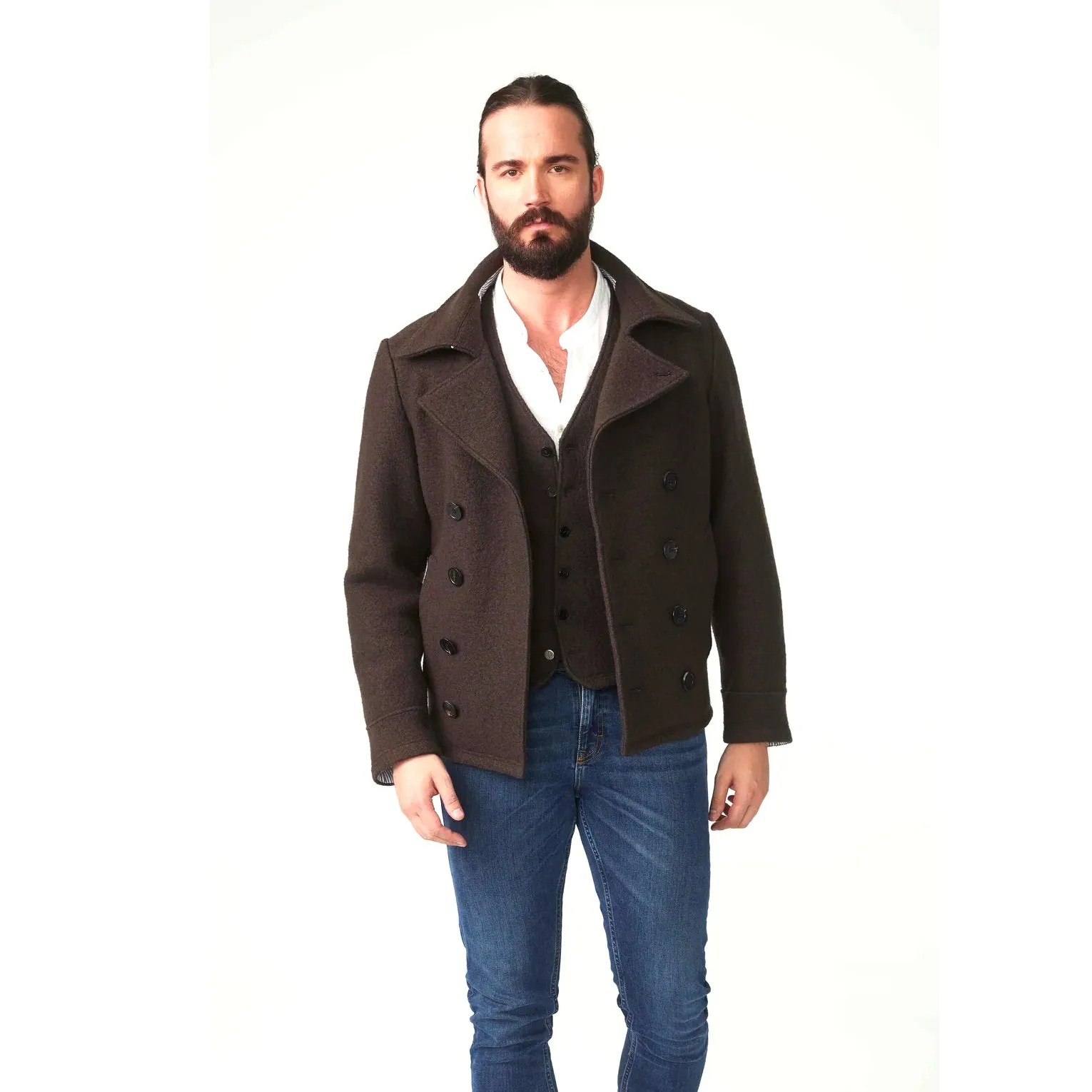 M02 Peacoat aus Wolle - Marineblau 