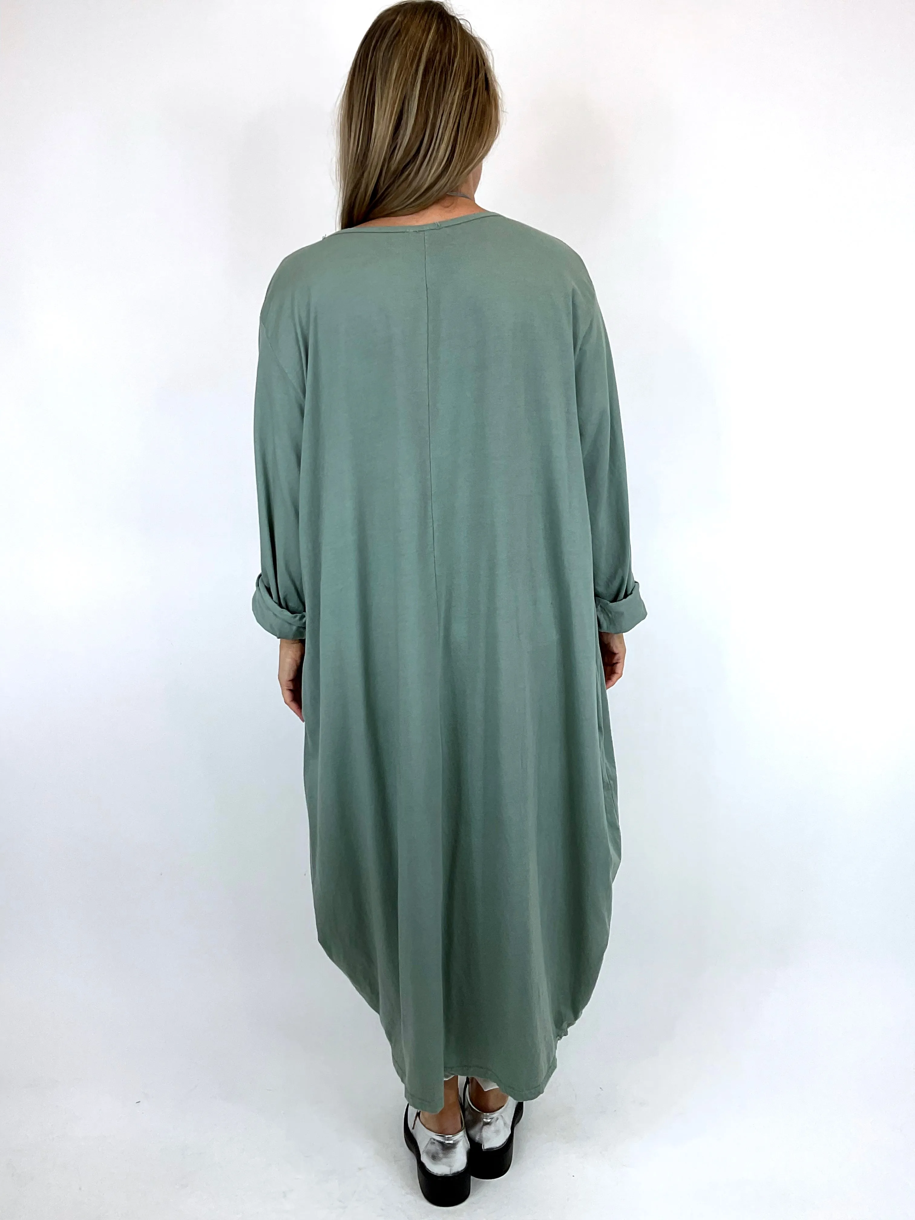 Made in Italy Lagenlook Ellis Ruche Tunic in Light Khaki. code 55919