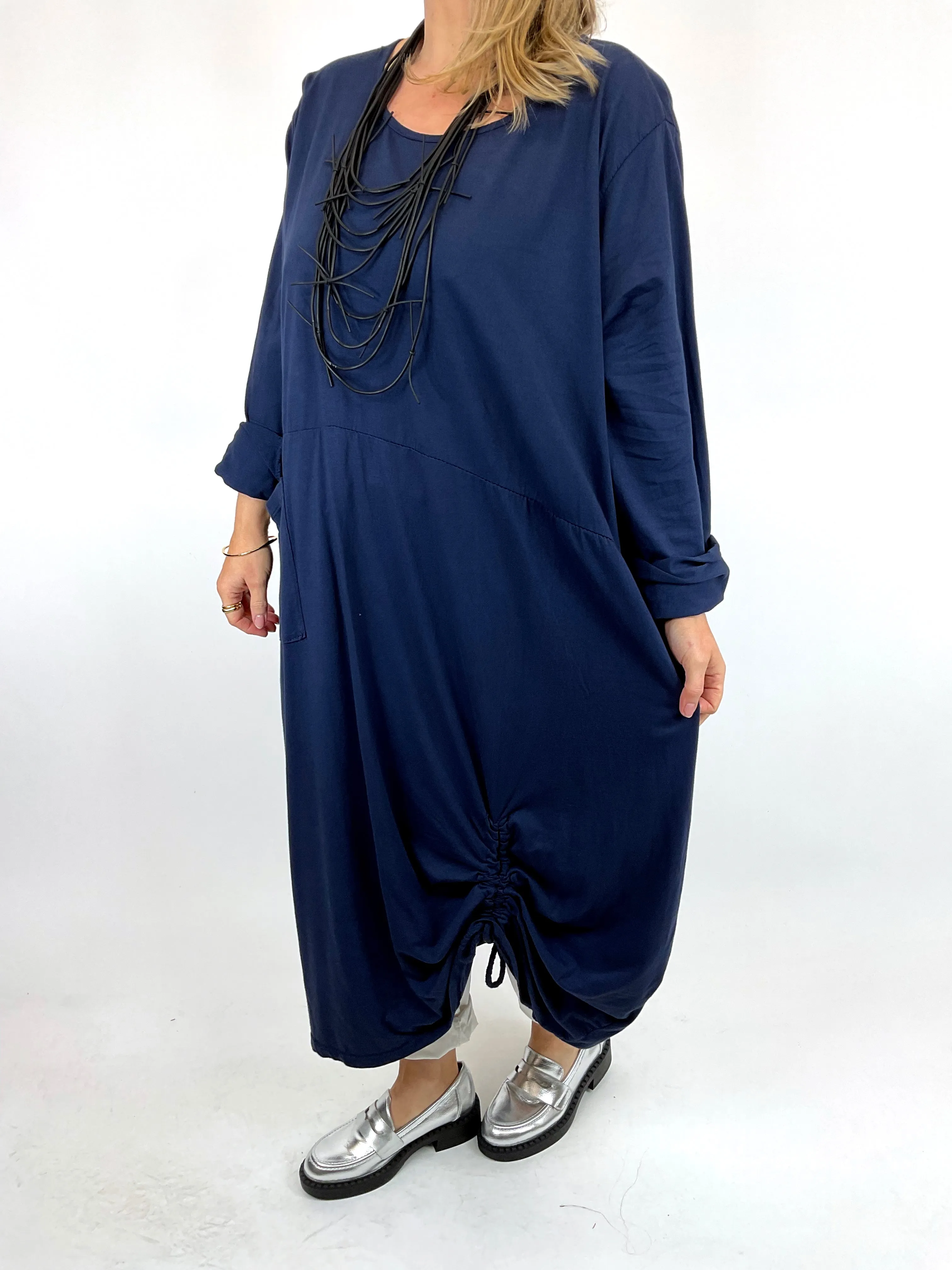 Made in Italy Lagenlook Ellis Ruche Tunic in Navy. code 55919